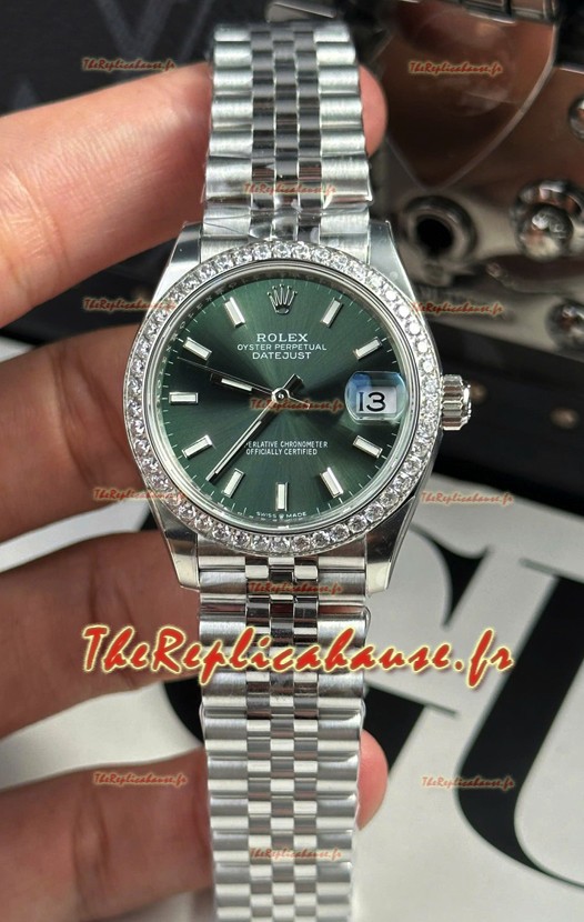 Montre Rolex Super Clone Datejust Mouvement ETA 2688 Boîtier acier inoxydable 31MM Cadran vert