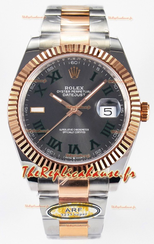 Rolex Super Clone Datejust ETA 3235 Mouvement 41MM Cadran romain plaqué or rose bicolore
