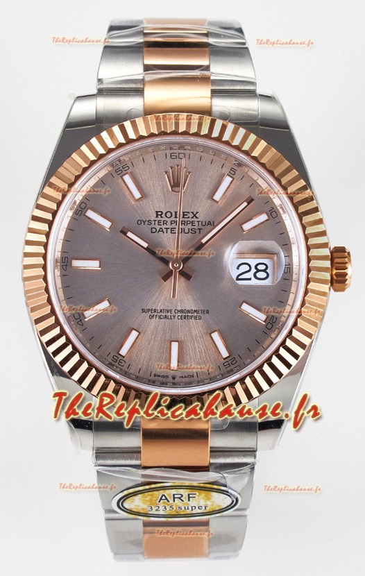 Montre Rolex Super Clone Datejust ETA 3235 Mouvement 41MM Plaqué or rose bicolore et cadran