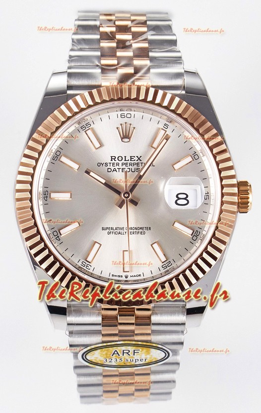 Rolex Super Clone Datejust ETA 3235 Mouvement 41MM Montre à cadran en acier plaqué or rose bicolore