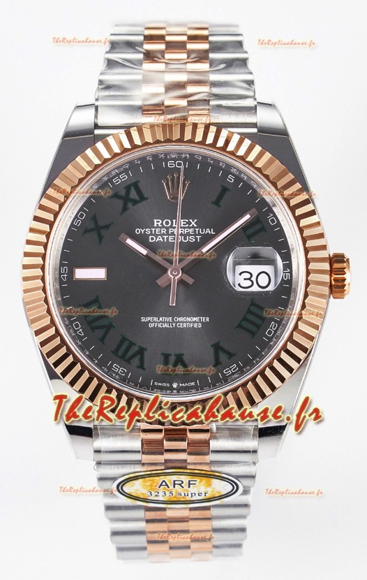 Rolex Super Clone Datejust ETA 3235 Mouvement 41MM Plaqué or rose bicolore Montre à cadran romain