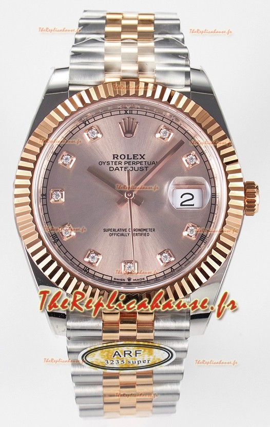 Montre Rolex Super Clone Datejust ETA 3235 Mouvement 41MM Plaqué or rose bicolore et cadran noir