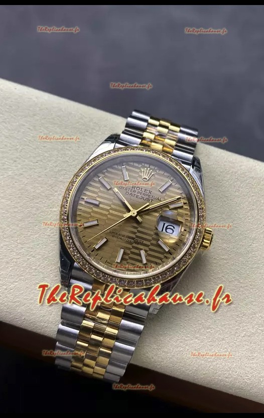 Rolex Super Clone Datejust Mouvement ETA 3235 Montre suisse en or jaune bicolore 36MM 