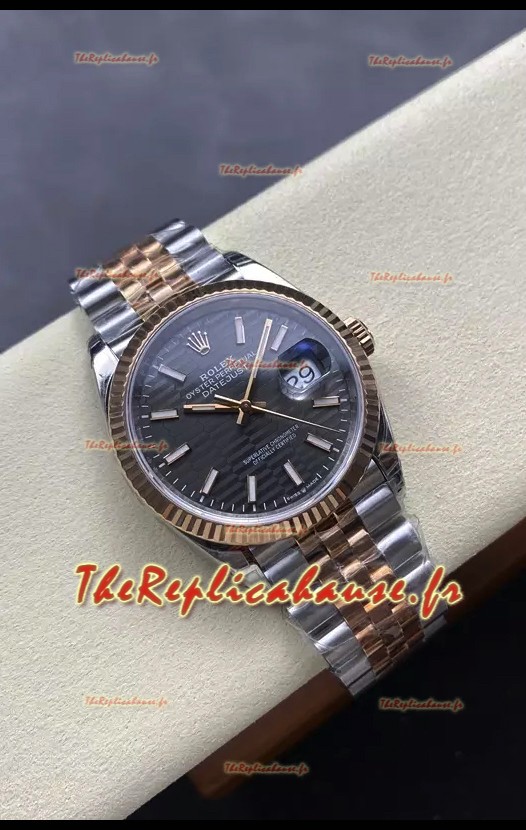 Rolex Super Clone Datejust ETA 3235 Mouvement 36MM Montre Or jaune bicolore Cadran gris cannelé 