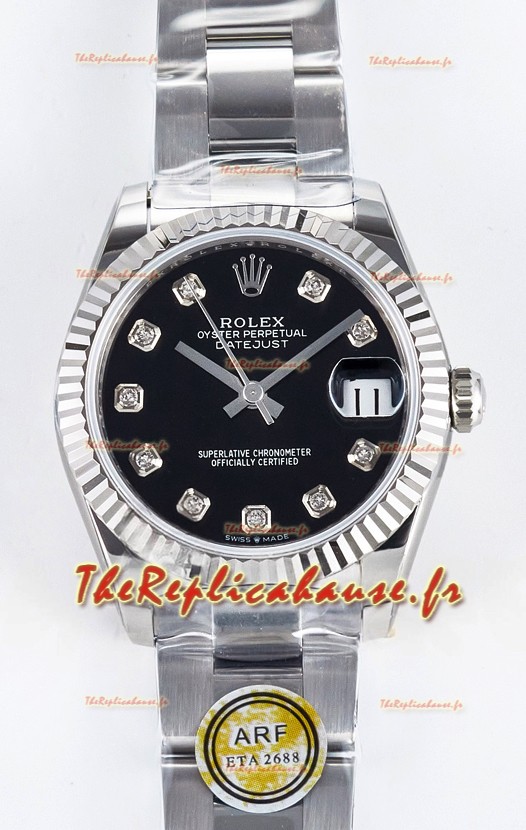 Rolex Super Clone Datejust Mouvement ETA 2688 31MM Acier inoxydable Cadran noir 