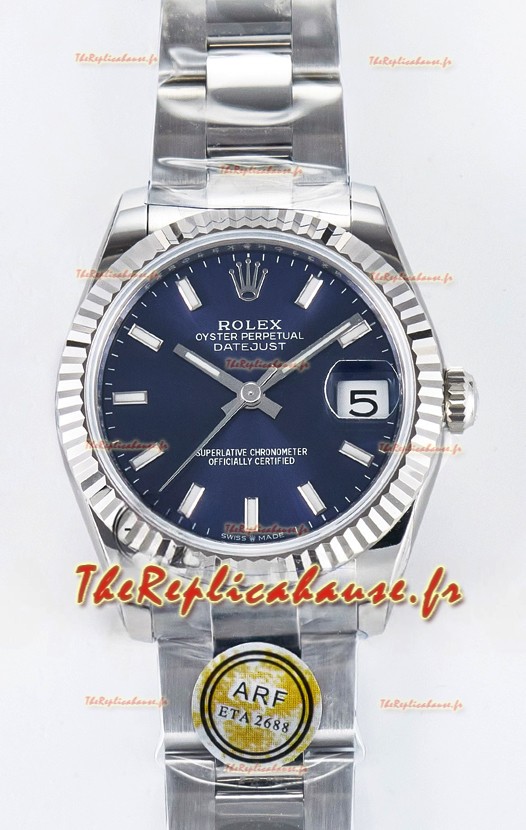 Montre Rolex Super Clone Datejust ETA 2688 Mouvement 31MM Acier inoxydable Cadran Bleu 