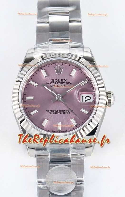 Montre Rolex Super Clone Datejust ETA 2688 Mouvement 31MM Acier inoxydable Cadran Rose 
