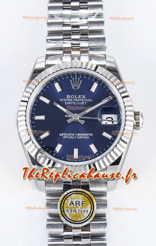 Montre Rolex Super Clone Datejust Mouvement ETA 2688 31MM Acier inoxydable Cadran bleu 