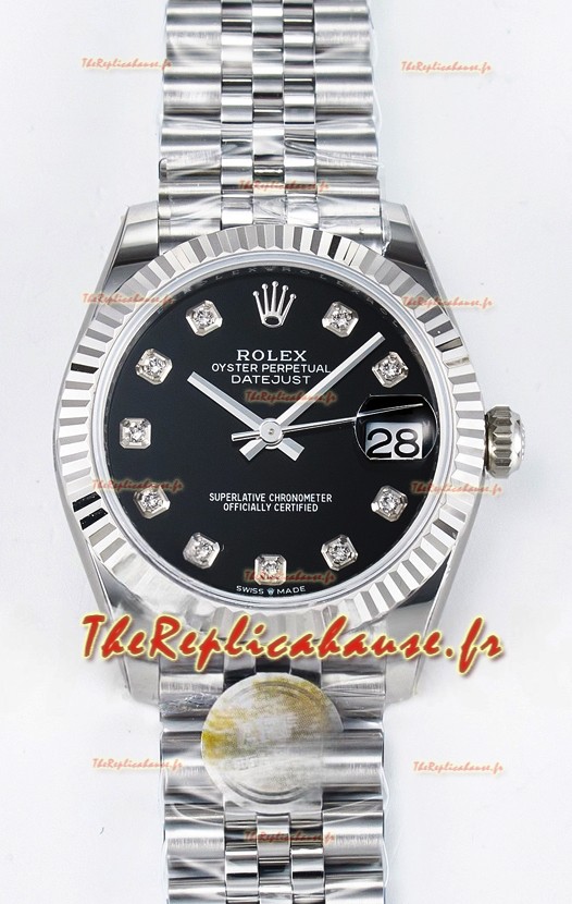 Montre Rolex Super Clone Datejust ETA 2688 Mouvement 31MM Acier inoxydable Cadran Noir 