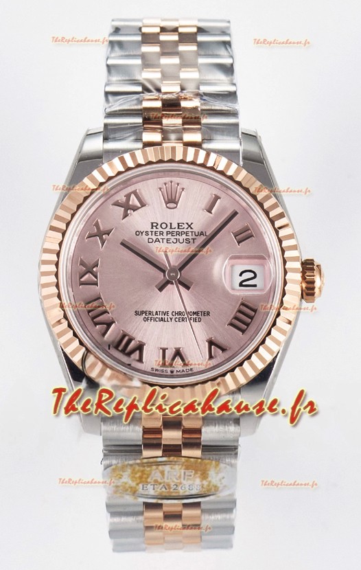 Rolex Super Clone Datejust ETA 2688 Mouvement 31MM Or Rose bicolore Suisse Cadran Champagne
