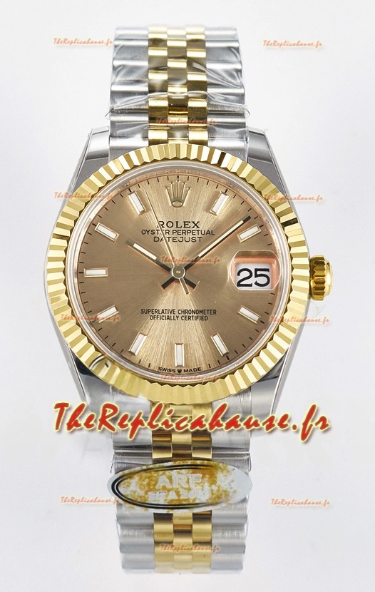 Rolex Super Clone Datejust ETA 2688 Mouvement 31MM Montre et cadran en or jaune bicolore