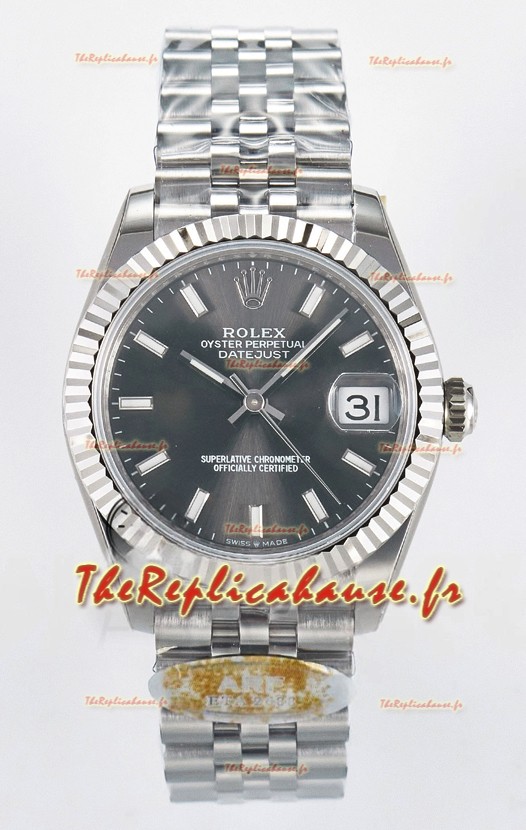 Montre Rolex Super Clone Datejust Mouvement ETA 2688 Boîtier acier inoxydable 31MM Cadran gris