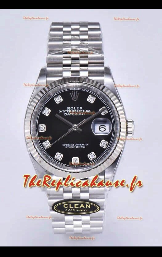 Rolex Datejust 126234 36MM Réplique Suisse en Acier 904L Cadran Noir, Réplique Miroir 1:1