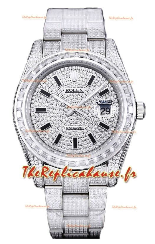 Rolex Datejust 41MM Réplique Suisse - Iced Out Edition avec cadran en diamants 