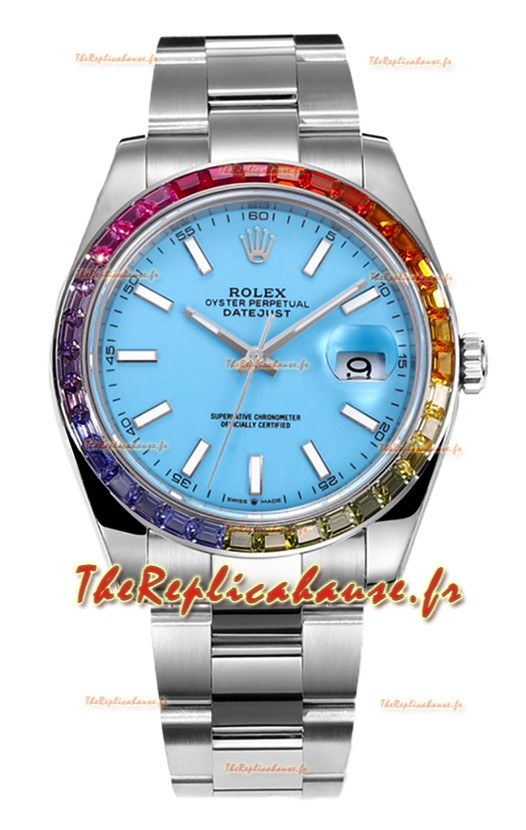 Rolex Datejust 41MM Réplique Montre Suisse - Acier 904L avec cadran bleu Tiffany 