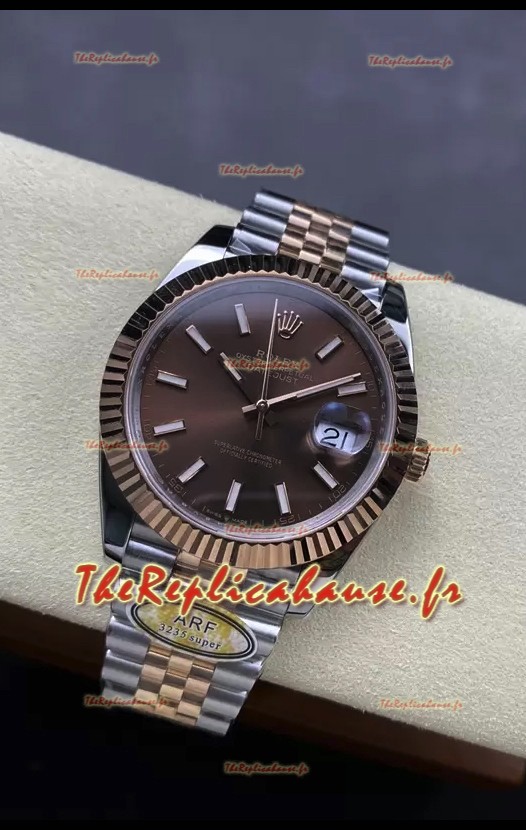 Rolex Datejust 126331 41MM ETA3235 72 Hours Power Cadran Brun Jubilé Réplique 1:1 en Or Rose Acier 904L