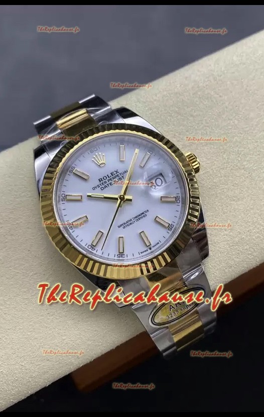 Rolex Datejust M126333 41MM ETA3235 72 Hours Power Cadran blanc Oyster Réplique 1:1 Or jaune Acier 904L