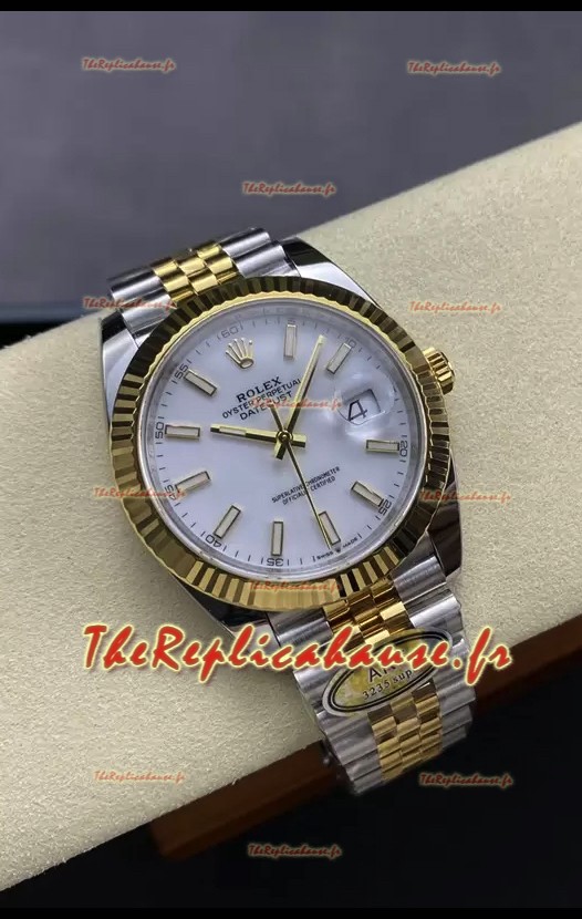 Rolex Datejust M126333 41MM ETA3235 72 Hours Power Cadran Blanc Jubilé Réplique 1:1 Or Jaune Acier 904L