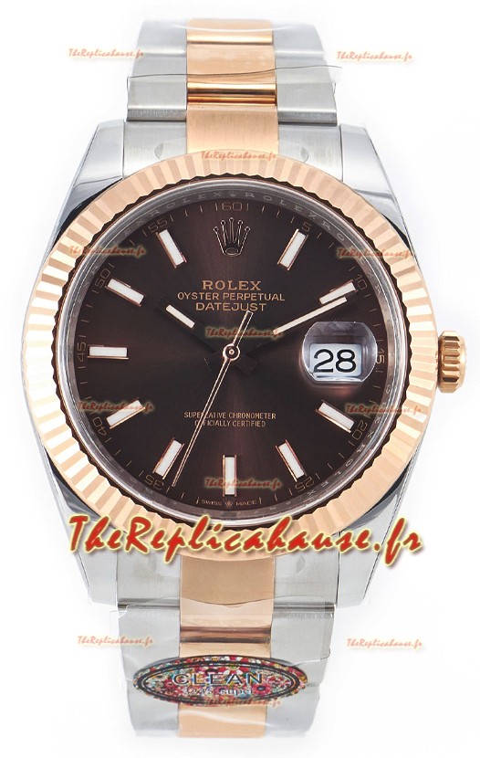 Rolex Datejust M126333 41MM ETA3235 72 Hours Power Cadran Brun Huitre Réplique 1:1 Or Rose Acier 904L 