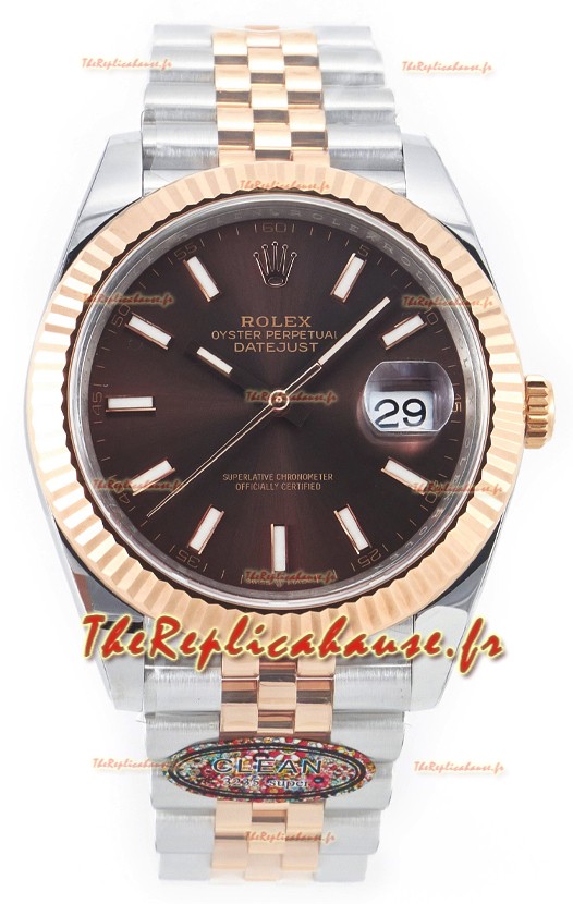 Rolex Datejust M126333 41MM ETA3235 72 Hours Power Cadran Brun Jubilé Réplique 1:1 Or Rose Acier 904L 