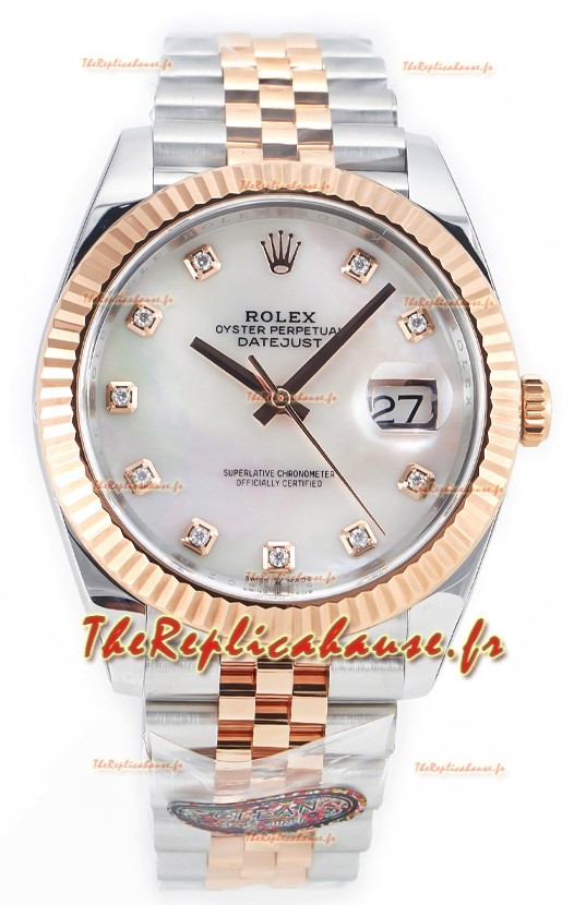 Rolex Datejust M126333 41MM ETA3235 72 Heures Puissance Cadran Perle Jubilé Réplique 1:1 Or Rose Acier 904L 