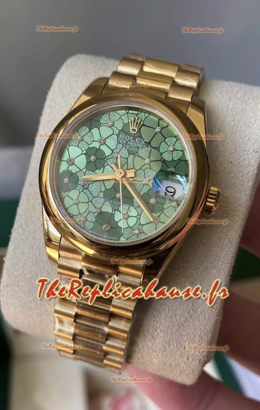 Rolex Datejust M278248 31MM Réplique Suisse en Or - Cadran à Motif Vert Qualité Miroir 1:1