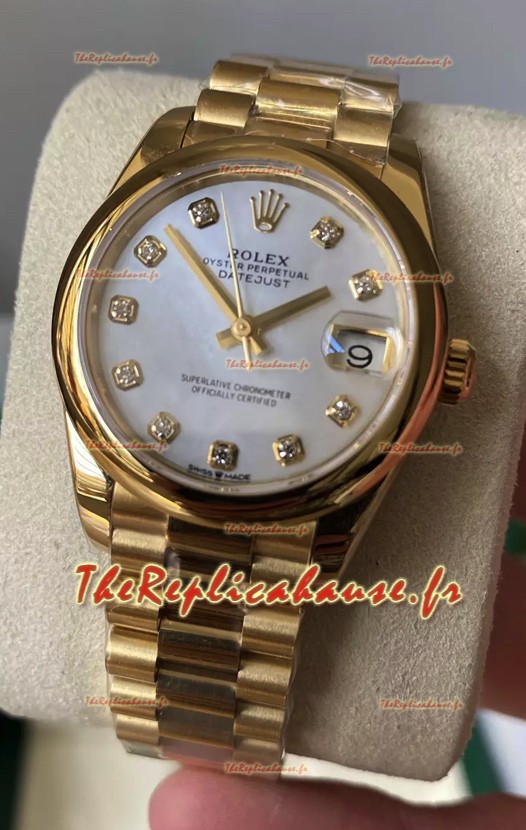 Rolex Datejust M278248 31MM Réplique Suisse en Or - Cadran blanc nacré Qualité miroir 1:1 