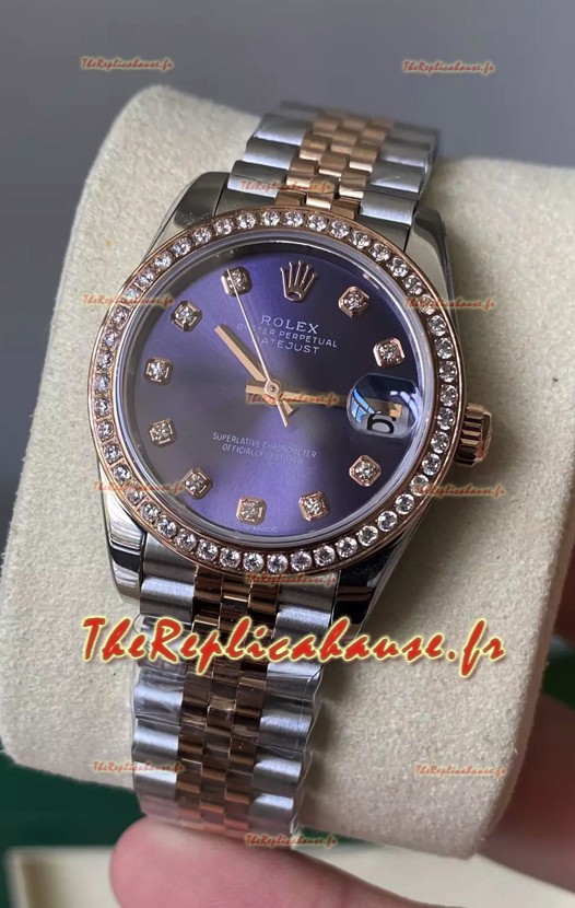 Rolex Datejust M278381RBR 31MM réplique suisse en or rose bicolore - cadran bleu Qualité miroir 1:1