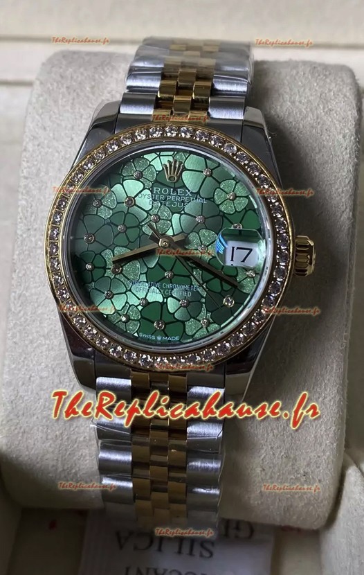 Rolex Datejust M278383RBR 31MM Swiss Replica Or jaune bicolore - Motif floral Cadran Qualité miroir 1:1