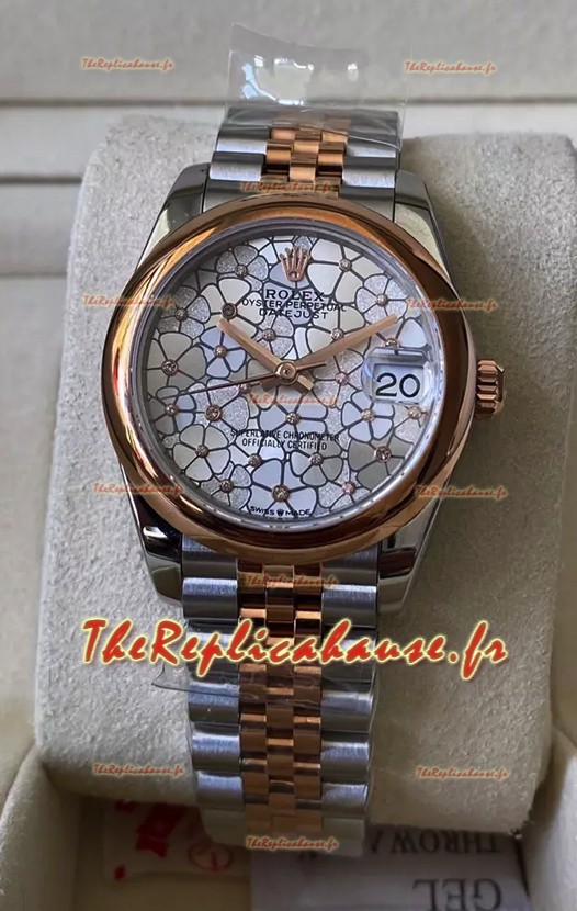 Rolex Datejust M278381RBR 31MM Réplique Suisse Or Rose bicolore - Motif floral Cadran Qualité miroir 1:1