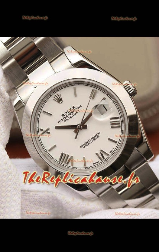 Rolex Datejust 41MM Cal.3135 Réplique Suisse Miroir 1:1 en 904L Cadran Blanc