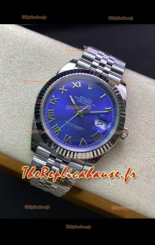 Réplique Suisse Rolex Datejust 41MM en acier 904L - Cadran bleu - Réplique Miroir 1:1