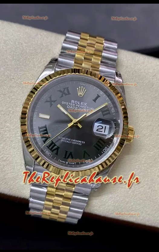 Rolex Datejust 36MM Mouvement Cal.3135 Réplique Montres Suisse en Acier 904L Cadran Gris Deux Tons 