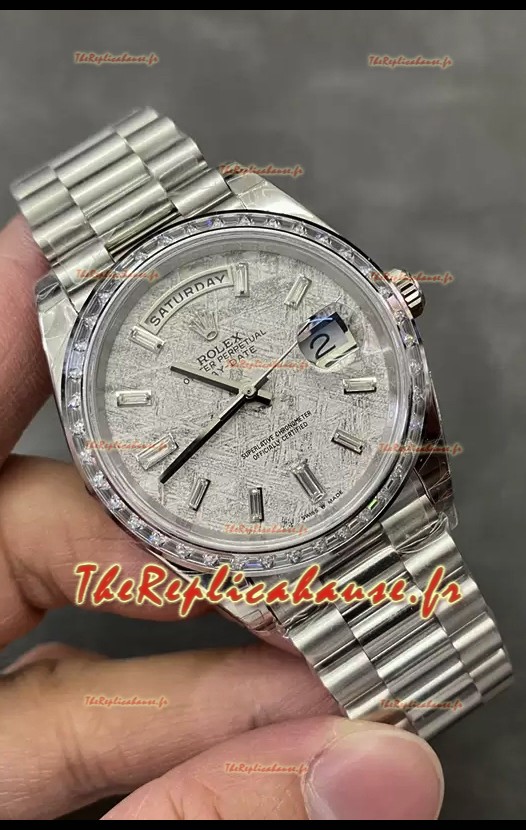 Rolex Day Date Presidential Montre en acier inoxydable avec cadran en météorite 40MM - Qualité miroir 1:1