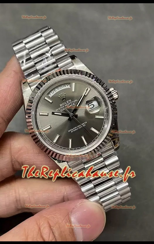 Montre Rolex Day Date Presidential en acier inoxydable avec cadran gris 40MM - Qualité miroir 1:1