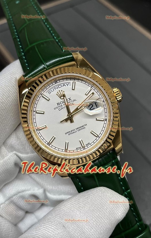 Rolex Day Date Montre boîtier or jaune cadran blanc 36MM - Qualité miroir 1:1 