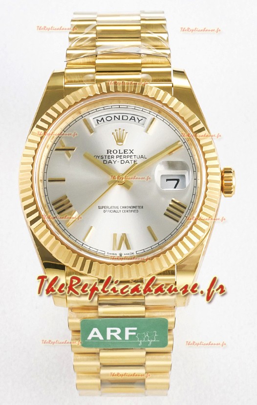 Rolex Day Date Super Clone Montre en or jaune 18K 40MM - Cadran acier Réplique de montre 1:1 