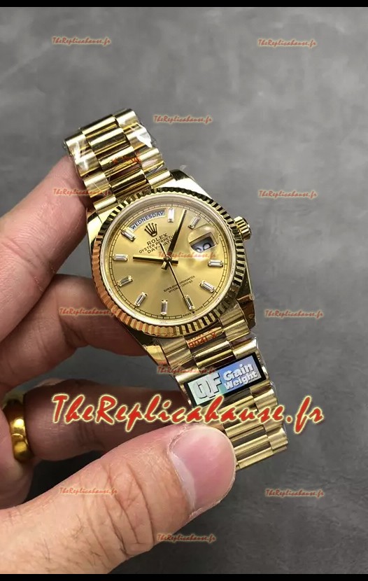 Rolex Day Date Super Clone Or Jaune Montre Boîtier et Cadran Cristal Numérique 36MM - Montre réplique 1:1