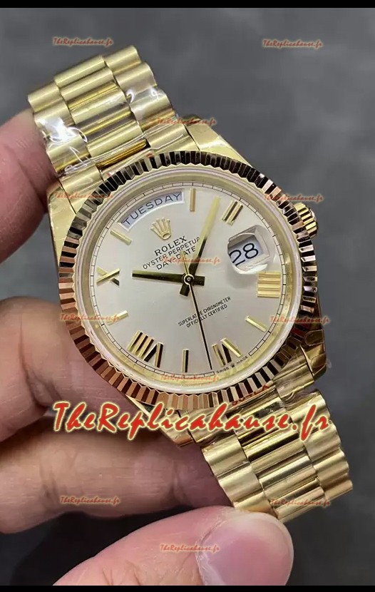 Rolex Day Date Presidential Montre en or rose 18K 40MM - Cadran en acier, Qualité miroir 1:1