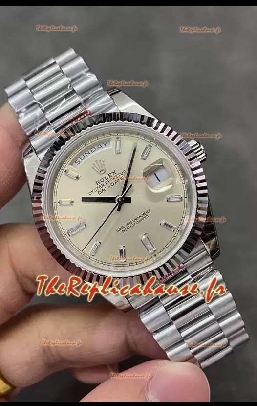 Rolex Day Date Presidential 904L acier 40MM - Montre de qualité avec cadran mat qualité miroir 1:1