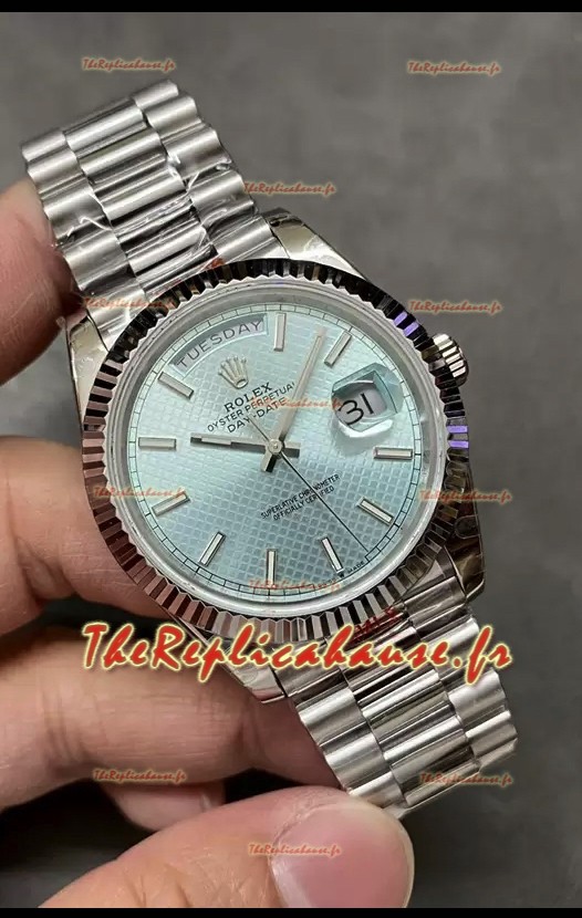 Rolex Day Date Presidential 904L acier 40MM - Cadran à motifs bleus Montre de qualité miroir 1:1 
