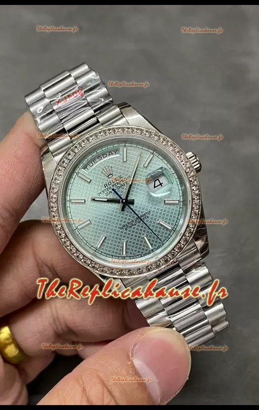 Rolex Day Date Presidential 904L acier 40MM - Montre à cadran bleu de qualité miroir 1:1