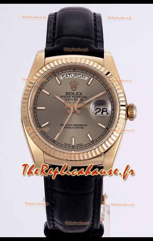 Rolex Day Date Montre boîtier acier 904L or rose cadran or 36MM - Qualité miroir 1:1