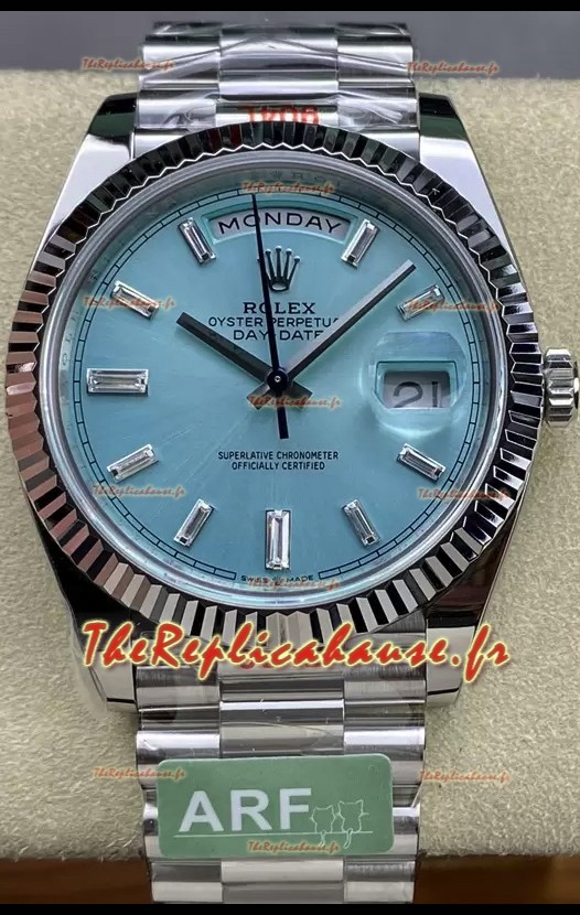 Montre Rolex Day Date 904L en acier inoxydable cadran Tiffany Blue Stick 40MM - Qualité miroir 1:1