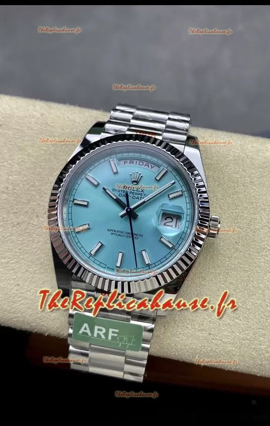 Rolex Day Date 904L acier inoxydable Tiffany Blue Stick Dial Montre 40MM - Qualité miroir 1:1
