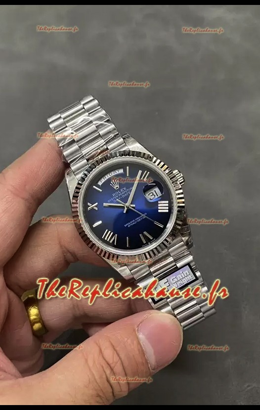 Rolex Day Date Présidentielle en acier inoxydable Cadran bleu marine Montre 40 mm - Qualité miroir 1:1