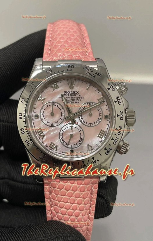 Rolex Daytona Super Clone Cadran rose nacré Acier inoxydable Mouvement Cal.4131 Réplique Montre 1:1