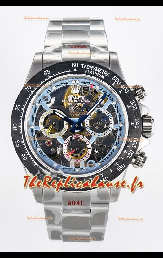 Rolex Daytona Super Clone « Artisans De Genève » Montre en acier inoxydable Lunette en carbone noir