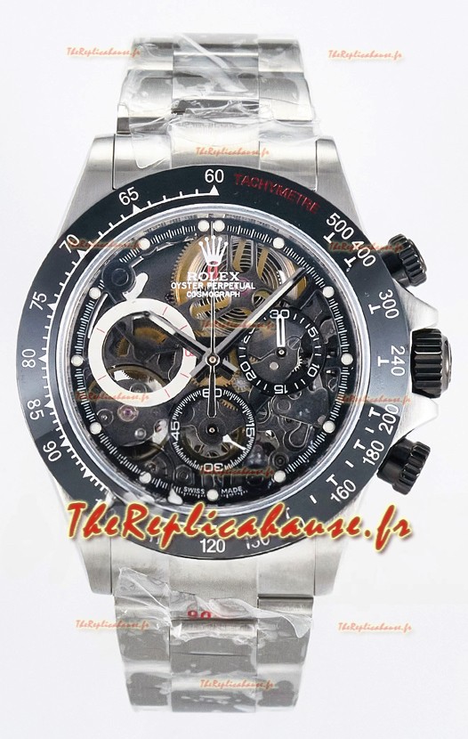 Montre Rolex Daytona Super Clone Artisans De Geneve en acier inoxydable Lunette en céramique noire
