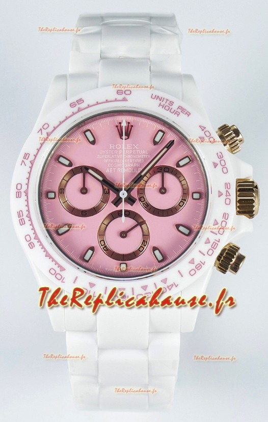 Rolex Daytona AET Remould Montre-bracelet en céramique avec cadran rose et mouvement Cal.4130